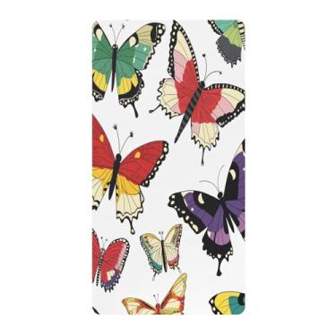 Imagem de Blueangle Lençol de berço padrão para berço infantil - Lençóis de algodão macio e respirável com borboletas coloridas (549)