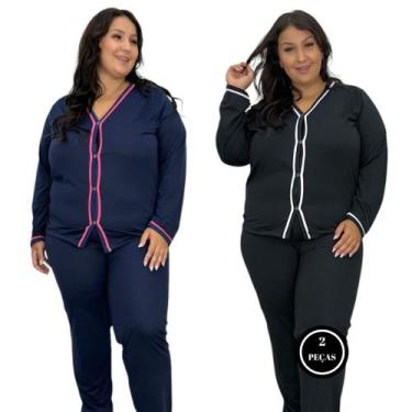 Imagem de KIT 2 Pijama Inverno Plus Size Blusa Manga Longa e Calça - c1 KIT 2 JA