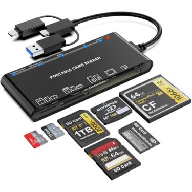 Imagem de Leitor de cartão de memória multi para cartão XD/SD/CF/MS – 7 em 1 leitor de cartão/adaptador para Windows, Mac, iOS, Android