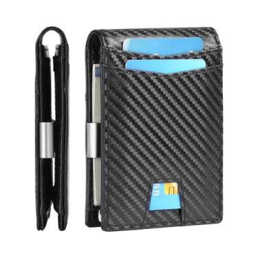 Imagem de Carteira Masculina Ultrafina De Fibra De Carbono Com Bloqueio RFID, Cl