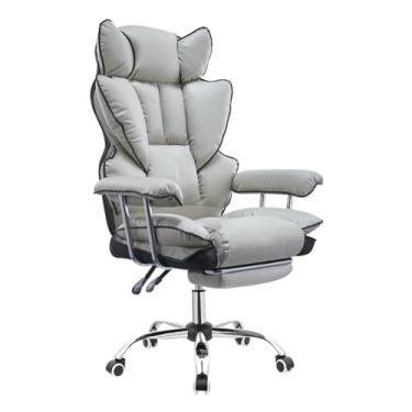 Imagem de Cadeira de escritório de mesa, cadeira de mesa de couro para computador, cadeira de escritório executiva, cadeira de escritório ergonômica grande com encosto alto, apoio de braço ajustável cadeira de