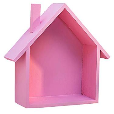 Imagem de Prateleira suspensa de estilo nórdico, prateleira de armazenamento de parede em forma de casa de madeira, prateleira de parede para decoração de casa, capacidade de carga de 8 kg, para banheiro