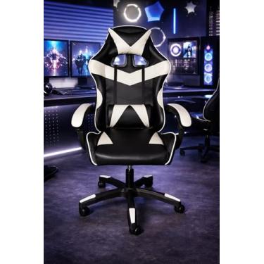 Imagem de Cadeira Gamer Reforçada com Base Resistente e Alta Durabilidade (Preto e Branca)