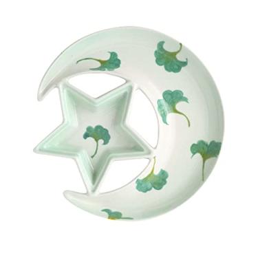 Imagem de Conjunto de tigelas de cerâmica para sobremesa, tigelas de imersão de cerâmica, conjunto de batatas fritas e molho em forma de lua e estrela de cerâmica, bandeja de servir bolinhos e potadesivos