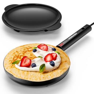 Imagem de Máquina elétrica de crepe, HomCozy Instant Crepe Maker com alça, revestimento antiaderente de 20 cm, controle automático de temperatura para crepes, panquecas, bacon, tortilha