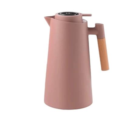 Imagem de Garrafa Térmica de água/Café 1 Litro Com Termômetro Led Para Chás/Café Design Moderno Cabo Madeira(Marrom)