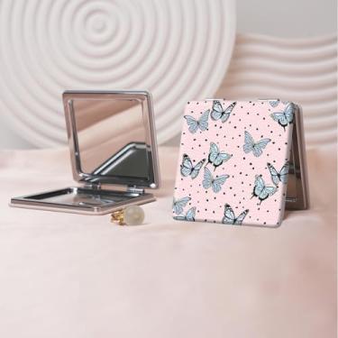 Imagem de Espelho de maquiagem portátil da série Millennium Y2K, mini espelho de maquiagem portátil dobrável, espelho de contorno quadrado portátil de dupla face, adequado para todos usarem em várias ocasiões