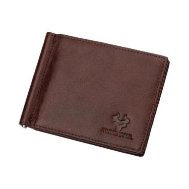 Imagem de Carteira Masculina Ultrafina Vintage De Couro Genuíno Com Clipe Para D