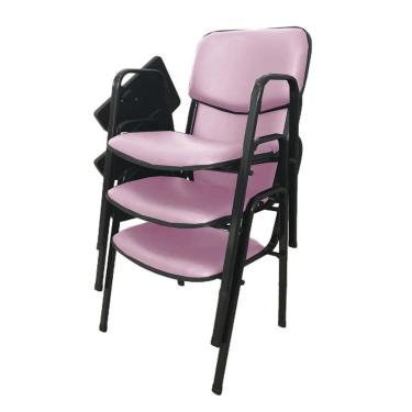 Imagem de 03 Cadeiras Escolar Universitária Linha Hotel Auditório Rosa