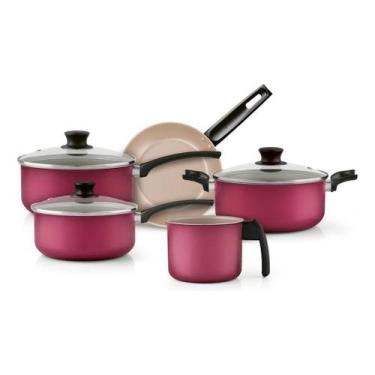 Imagem de Jogo De Panelas Alumínio Antiaderente Panelux Cereja 5 Peças