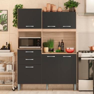 Imagem de Armário Cozinha Compacta 6 Portas 2 Gavetas 1 Espaço Forno Harmonia Avena Grafito Avena