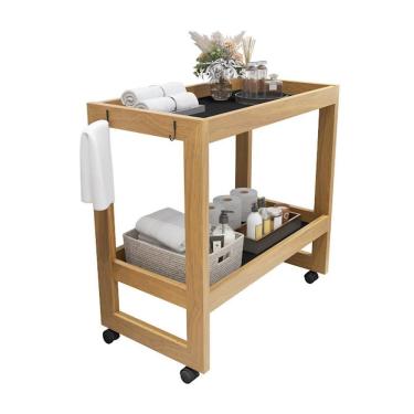 Imagem de Carrinho Banheiro Organizador Multiuso Com Rodinhas 2 Prateleira Preto