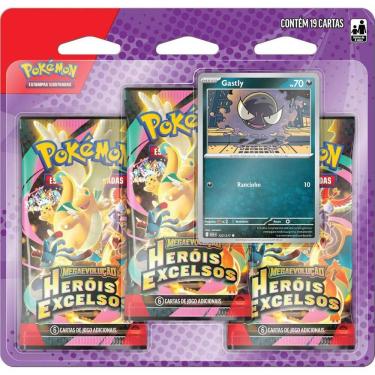 Imagem de Blister Triplo Pokémon Me02.5 Herois Excelsos Gastly Copag 19 Cartas