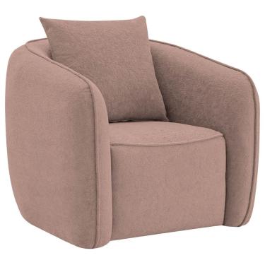 Imagem de Poltrona Decorativa Sala De Estar Recepção Florença Linho - Doce Sonho Móveis Rosê