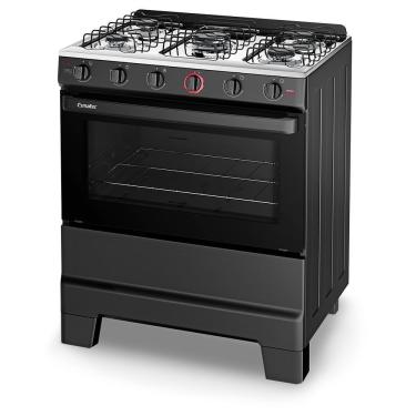 Imagem de Fogão A Gás Esmaltec Mesa Inox E Forno 84L Limpa Fácil Ideal Super Preto 5 Bocas Bivolt