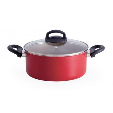 Imagem de Caçarola Panela Antiaderente Vermelha 24 Alegrete Enjoy Tampa de Vidro Temperado com Vaporizador