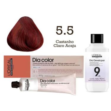 Imagem de Tonalizante Dia Color 5.5 Castanho Claro Acaju + Emulsão Reveladora 9v