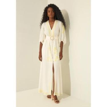 Imagem de Vestido Longo Bordado Com Mangas 3/4 E Linho-Feminino