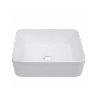 Imagem de Cuba de Apoio para Banheiro Sem Válvula Retangular Louça Cerâmica Gale