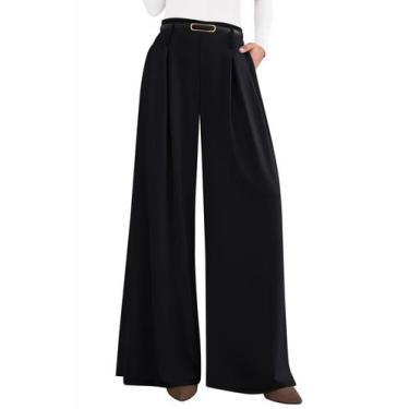 Imagem de Calças PRETTYGARDEN 2025 Cintura Alta Pantalona Preta XXL