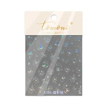 Imagem de Adesivos De Unha 3D De Natal Com Borda Dourada De Urso, Decalques De U