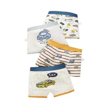 Imagem de Cuecas Boxer De Algodão Para Meninos 4 Peças Com Estampa De Desenhos A