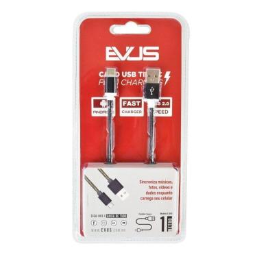 Imagem de Cabo Usb Evus C-055 Fast Charge Tipo C Preto 1.0m