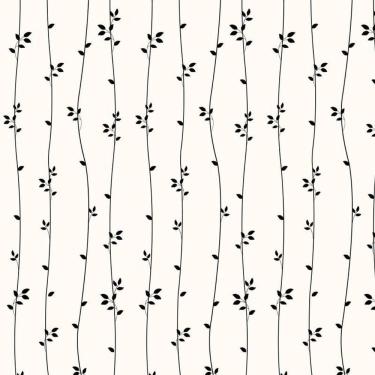 Imagem de Papel De Parede Linhas Com Folhas Pretas Adesivo Sala Quarto