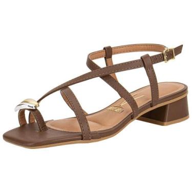 Imagem de Sandália feminina salto grosso vizzano 6454123, Café, 35