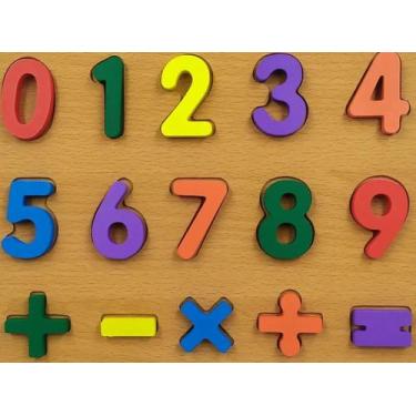 Imagem de Brinquedo didático de madeira numericos com peças coloridas  - QUERO P