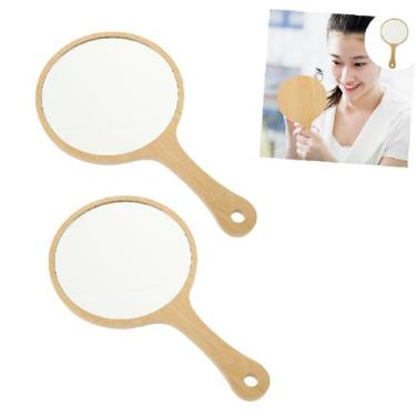 Imagem de 2 Espelhos De Mão Grande Redondo MDF Maquiagem Dentista - Bm36