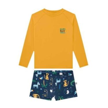 Imagem de Conjunto Infantil Menino Praia Proteção UV 50+ Onda Marinha-Masculino