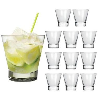Imagem de Kit 12 Copo Caipirinha Baixo Drink Whisky Vidro Grosso 350ml - NADIR