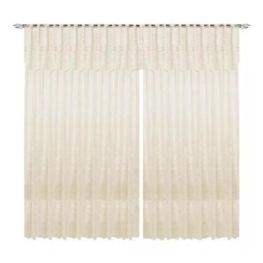 Imagem de Cortina Rendada Interlar 300x180 Roseiral Bandô Rosas Varão Cor Marfim