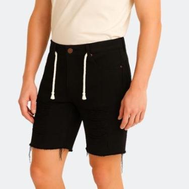 Imagem de Bermuda Jeans Masculina Destroyed com Elastano e Bolsos Funcionais-Masculino