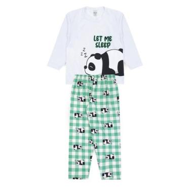 Imagem de Pijama Infantil Masculino Inverno Let Me Sleep - Hey Kids Branco - Hey