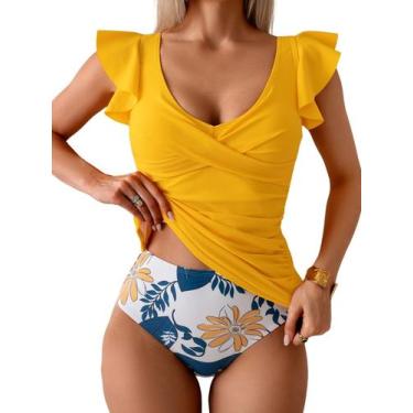 Imagem de Maiô Tankini Aidonger Tummy Control para mulheres com babado