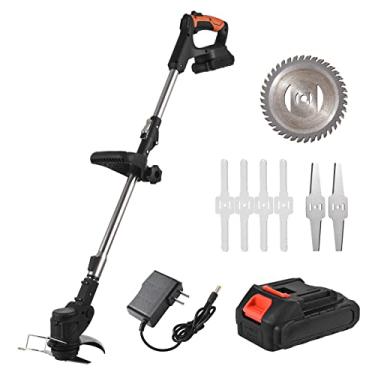 Imagem de Cortador de Grama Sem Fio Weed Wacker Máquina Cortar Mato 21V com Tela LCD Leve Altura Ajustável Corte em Metal para Jardim Pátio Arbusto Gramado Podar