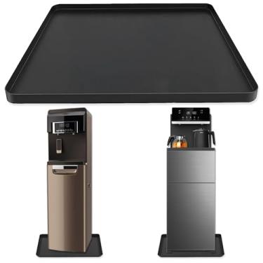 Imagem de Tapete para refrigerador de água, 61 x 40 x 2 cm, tapete antiderrapante de silicone para animais de estimação com borda elevada, bandeja coletora multiuso à prova de vazamento, tapete protetor de piso