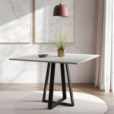 Imagem de Mesa De Jantar Mônaco 110cm Tampo Branco Pés Preto Branco - Móveis Ibe