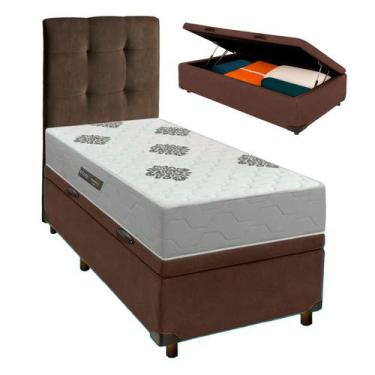 Imagem de Conjunto Cama Box Bau + Cabeceira + Colchão Solteiro D28 Confort Premi
