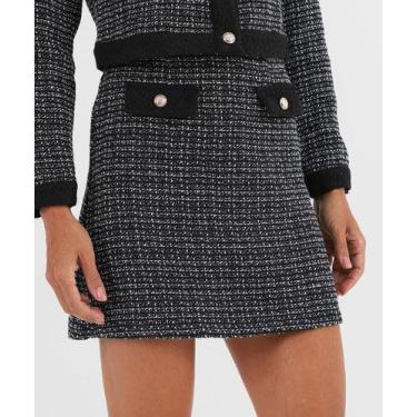 Imagem de Mini Saia Feminina Tweed Textura Marisa Preto-52557, 40, Preto
