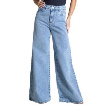Imagem de Calça Jeans Sawary Super Wide Leg - 282624 - azul médio 42, Azul, 42