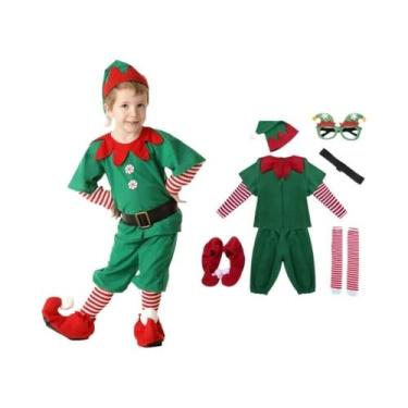 Imagem de Fantasia De Elfo Verde Para Crianças, Macacão De Natal Para Meninos E 