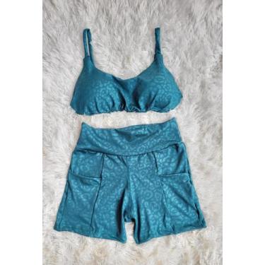Imagem de Short Com Bolso e Top com bojo Conjunto Academia Fitness - Pijamas Viç