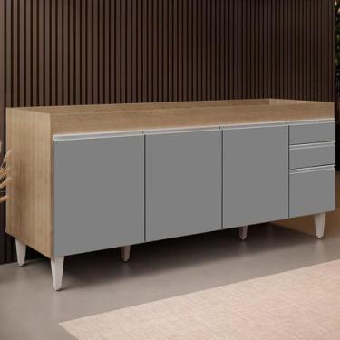 Imagem de Balcão Gabinete Para Pia 180cm Sem Tampo Dallas Castanho/Cinza - Lumil