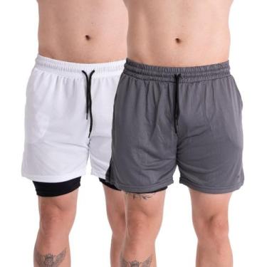 Imagem de 2 Shorts Academia Masculino 2em1 Dryfit com ProteçãoUV Bolso Oculto Be