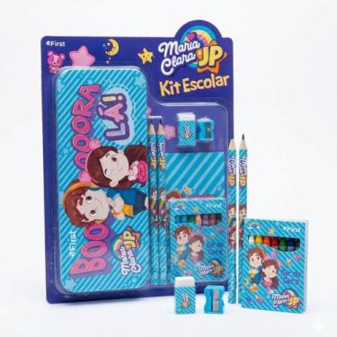 Imagem de Kit Escolar Infantil Maria Clara e JP Estojo, Canetinhas e Lápis - Fir