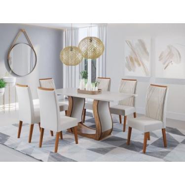Imagem de Mesa de Jantar Retangular Vitalic com 6 Cadeiras Madeira Maciça Vegas 