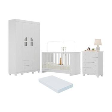 Imagem de Quarto De Bebê Completo Com Berço 3 Em 1 Com Colchão Incluso Aurora Mu